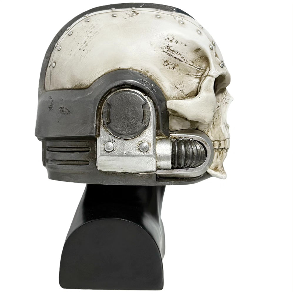 1:1 Wearable Skull Space Soldier Helmet Prop - Handcrafted Bone White Power Armor Headgear with Red Lenses