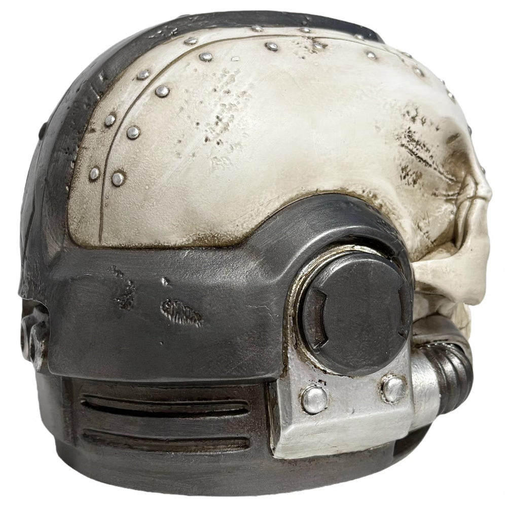 1:1 Wearable Skull Space Soldier Helmet Prop - Handcrafted Bone White Power Armor Headgear with Red Lenses
