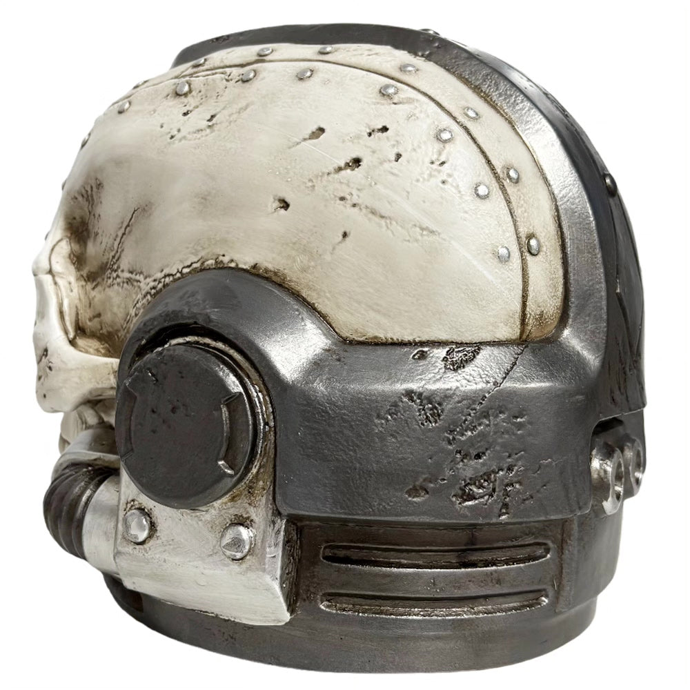 1:1 Wearable Skull Space Soldier Helmet Prop - Handcrafted Bone White Power Armor Headgear with Red Lenses