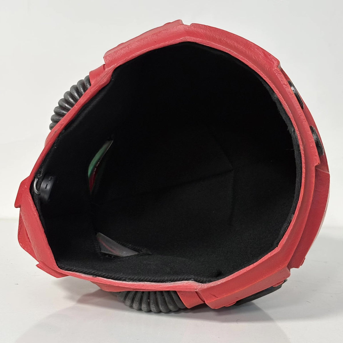 1:1 Wearable Blood Space Soldier Helmet Prop - Handcrafted Red Power Armor Headgear with Green Lenses & Gold Blood Drop Crest